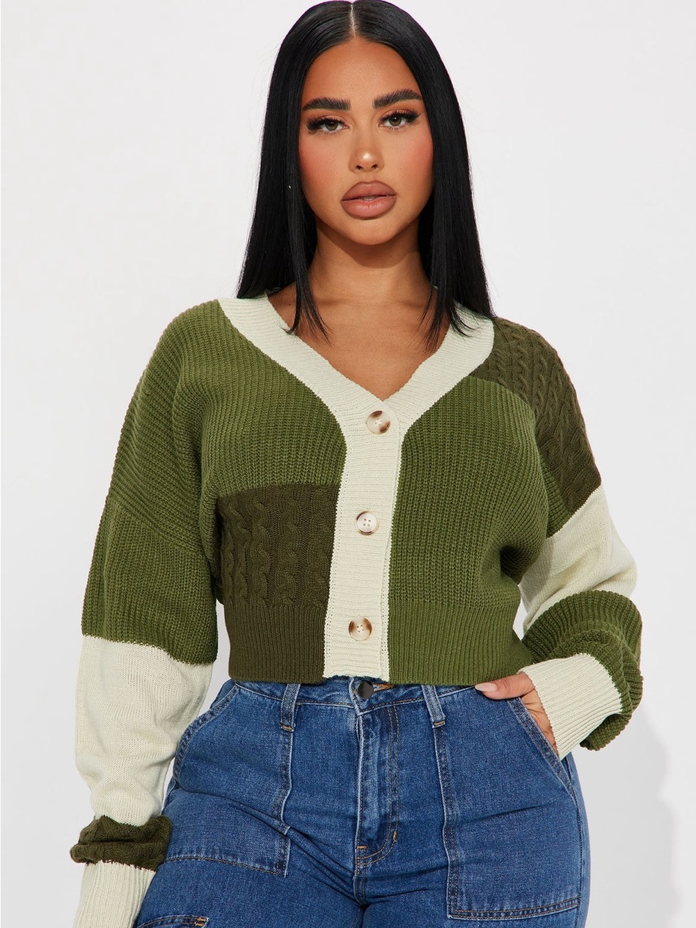 Fashion Nova Cropped Colour Block Sweater